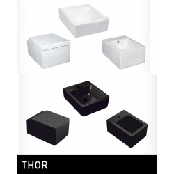 Miska ceramiczna czarna podwieszana Thor 26 z deską czarną Novoterm