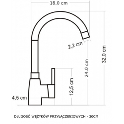 Bateria umywalkowa / zlewozmywakowa stojąca Oliwia chrom jednootworowa obratowa wylewka