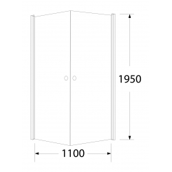 Kabina prysznicowa FRESH LINE 90x90x195 drzwi prawe transparentne, drzwi lewe lustro Sea-Horse z brodzikiem i syfonem