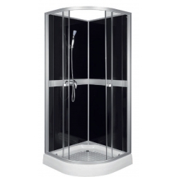 CLASSIC BLACK Kabina prysznicowa natryskowa z tylnymi ściankami 90x90x210 + brodzik +syfon 90x90 Kerra