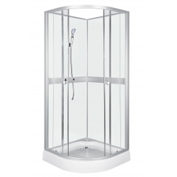 CLASSIC WHITE Kabina prysznicowa natryskowa z tylnymi ściankami 90x90x210 + brodzik +syfon 90x90 Kerra